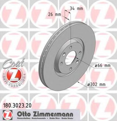 Disc frana PEUGEOT 207 (WA, WC) (2006 - 2016) ZIMMERMANN 180.3023.20 piesa NOUA