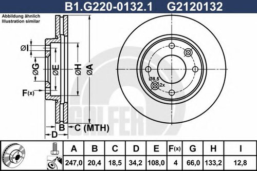Disc frana PEUGEOT 306 (7B, N3, N5) (1993 - 2003) GALFER B1.G220-0132.1 piesa NOUA