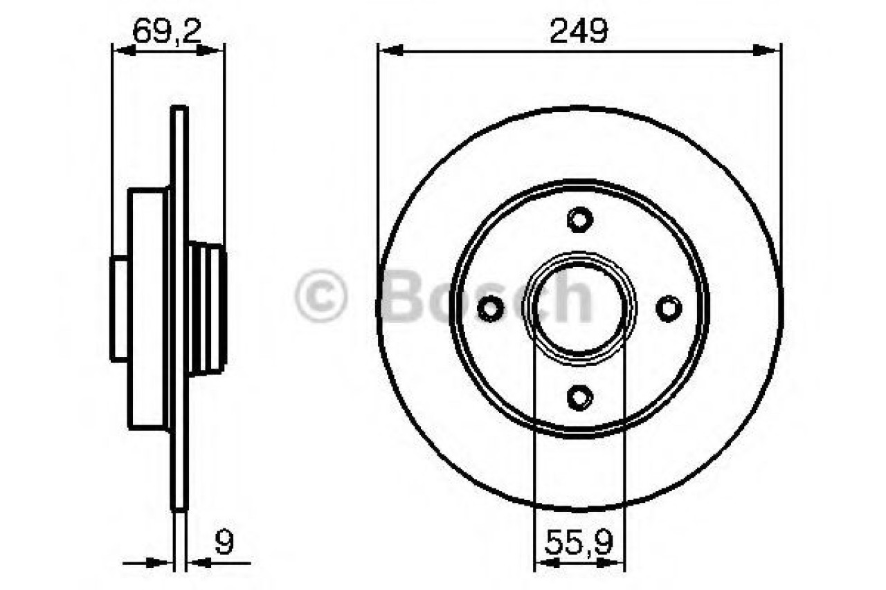 Disc frana PEUGEOT 307 CC (3B) (2003 - 2016) BOSCH 0 986 479 255 piesa NOUA