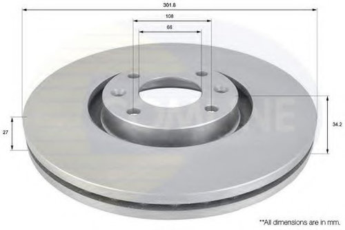 Disc frana PEUGEOT 307 CC (3B) (2003 - 2016) COMLINE ADC1574V piesa NOUA
