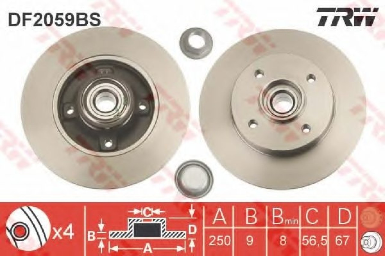 Disc frana PEUGEOT 307 CC (3B) (2003 - 2016) TRW DF2059BS piesa NOUA