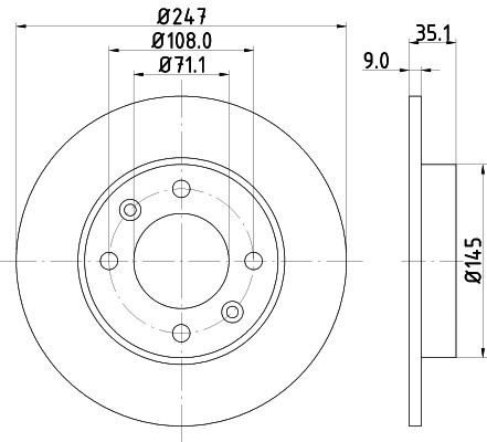 Disc frana PEUGEOT 307 SW (3H) (2002 - 2016) KRIEGER 0950004252 piesa NOUA