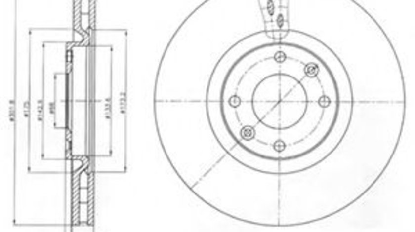 Disc frana PEUGEOT 308 CC (2009 - 2016) DELPHI BG4166 piesa NOUA