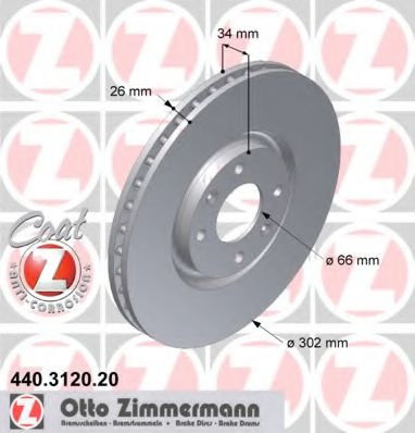 Disc frana PEUGEOT 308 CC (2009 - 2016) ZIMMERMANN 440.3120.20 piesa NOUA