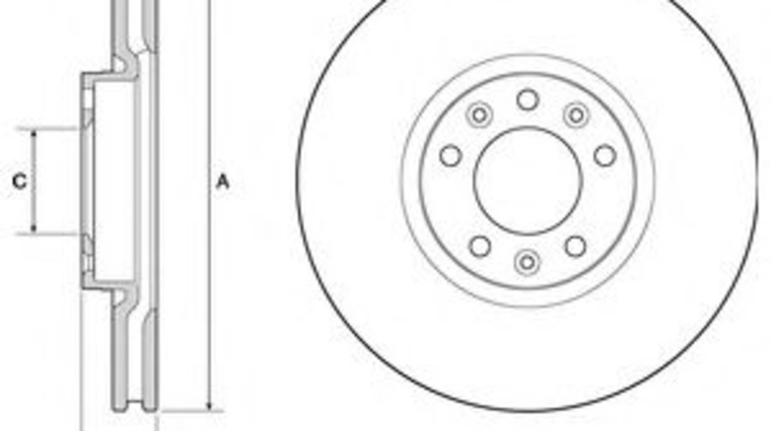 Disc frana PEUGEOT 308 II (2013 - 2016) DELPHI BG4696C piesa NOUA