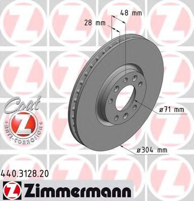 Disc frana PEUGEOT 308 II SW (2014 - 2016) ZIMMERMANN 440.3128.20 piesa NOUA