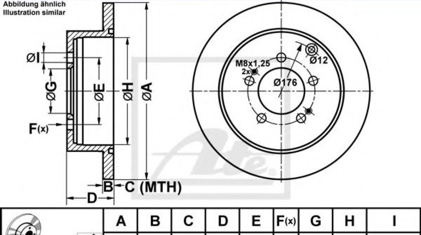 Disc frana PEUGEOT 4007 (GP) (2007 - 2016) ATE 24.0110-0330.1 piesa NOUA