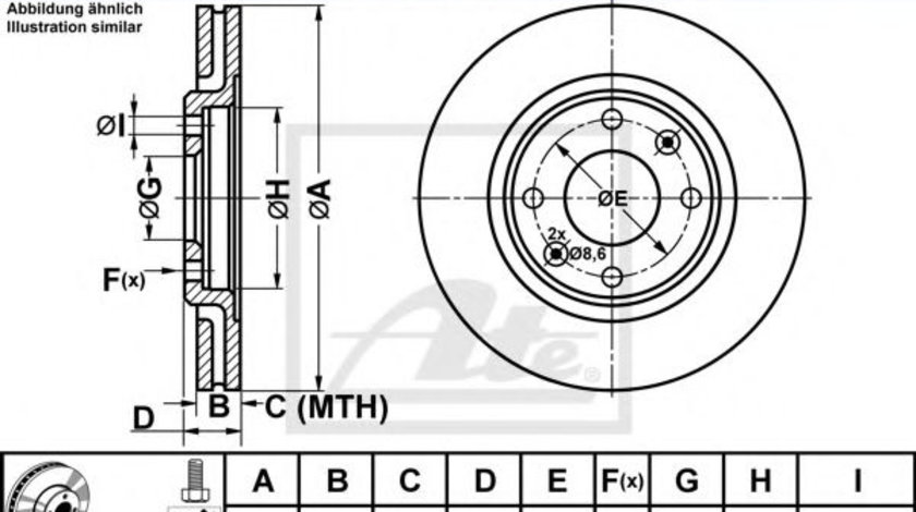 Disc frana PEUGEOT 406 (8B) (1995 - 2005) ATE 24.0124-0139.1 piesa NOUA