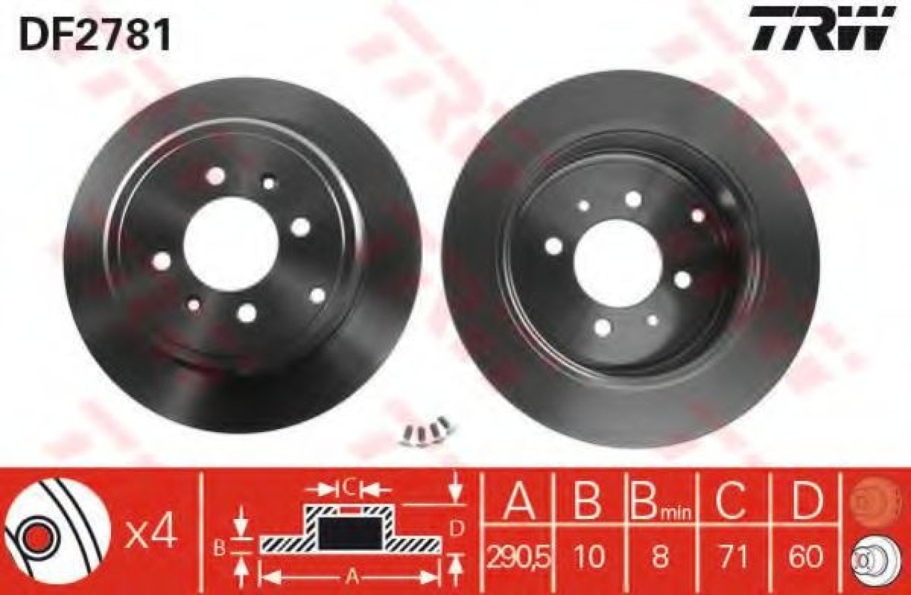 Disc frana PEUGEOT 406 (8B) (1995 - 2005) TRW DF2781 piesa NOUA