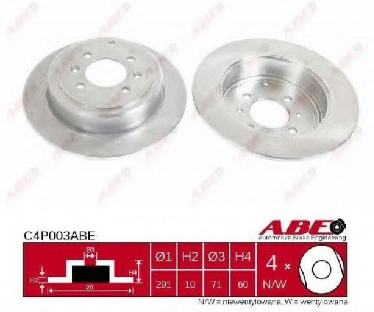 Disc frana PEUGEOT 406 Estate (8E/F) (1996 - 2004) ABE C4P003ABE piesa NOUA