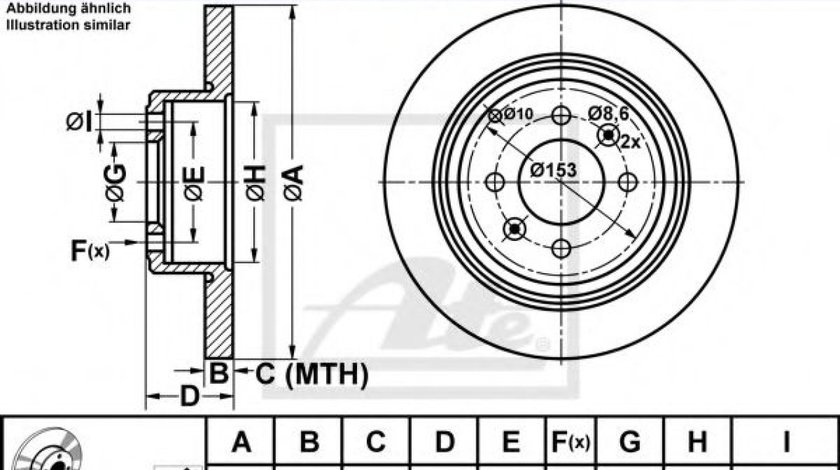 Disc frana PEUGEOT 406 Estate (8E/F) (1996 - 2004) ATE 24.0110-0230.1 piesa NOUA