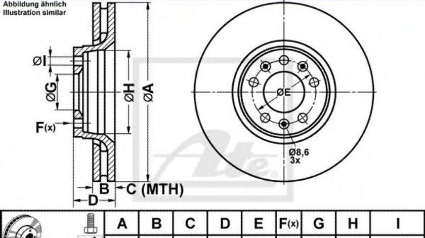 Disc frana PEUGEOT 407 (6D) (2004 - 2016) ATE 24.0128-0216.1 produs NOU