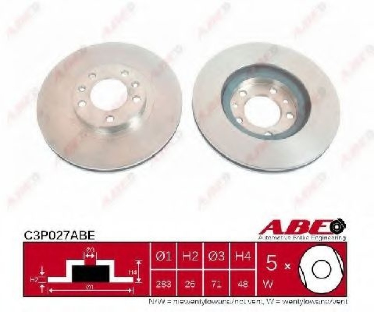 Disc frana PEUGEOT 607 (9D, 9U) (2000 - 2016) ABE C3P027ABE piesa NOUA