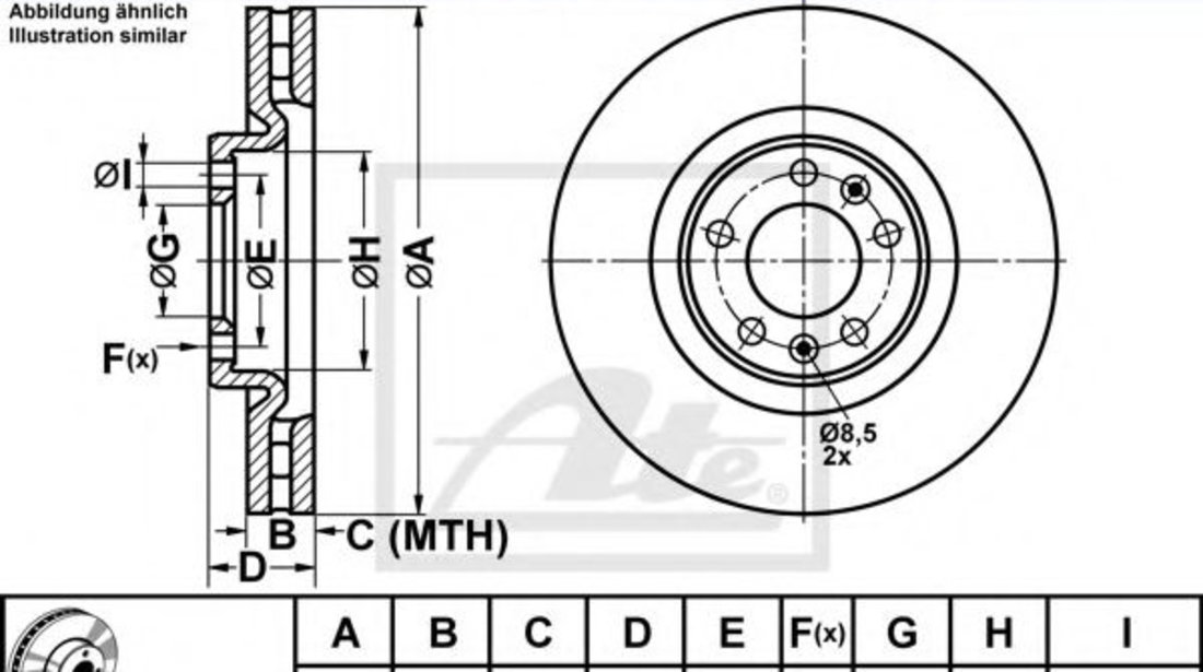 Disc frana PEUGEOT 607 (9D, 9U) (2000 - 2016) ATE 24.0132-0152.1 piesa NOUA