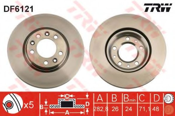 Disc frana PEUGEOT 607 (9D, 9U) (2000 - 2016) TRW DF6121 piesa NOUA