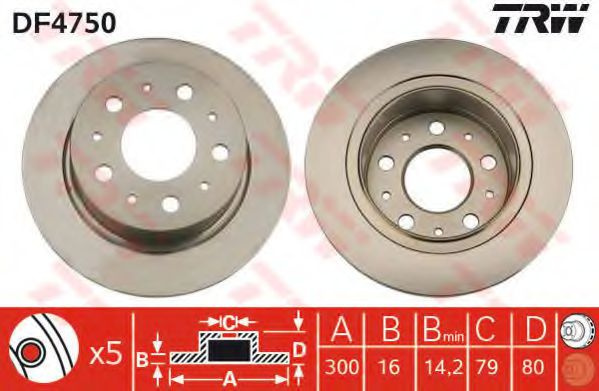 Disc frana PEUGEOT BOXER caroserie (2006 - 2016) TRW DF4750 piesa NOUA