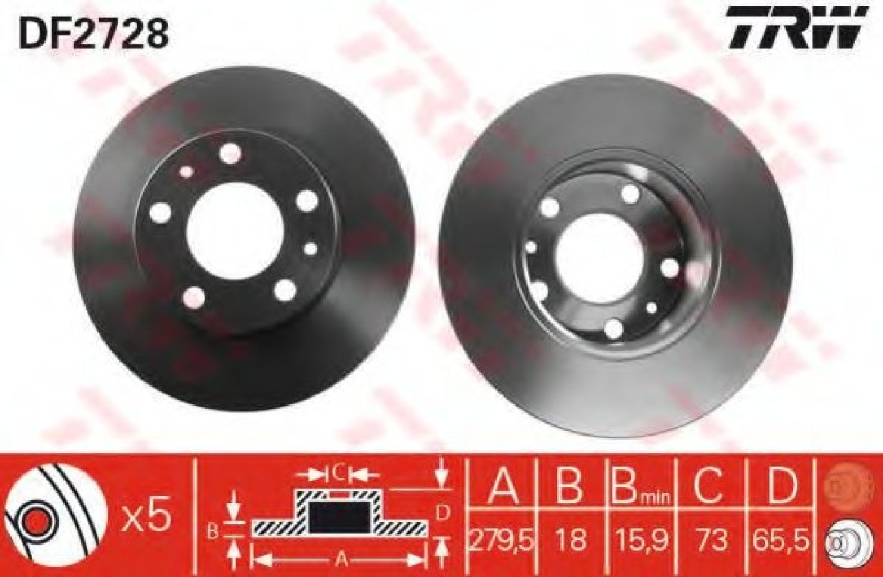 Disc frana PEUGEOT BOXER platou / sasiu (ZCT) (1994 - 2002) TRW DF2728 piesa NOUA