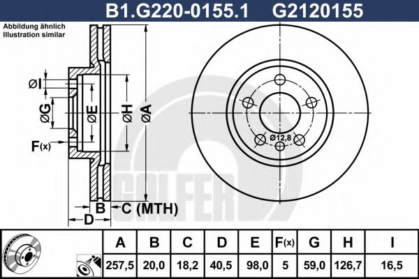 Disc frana PEUGEOT EXPERT (224) (1995 - 2016) GALFER B1.G220-0155.1 piesa NOUA