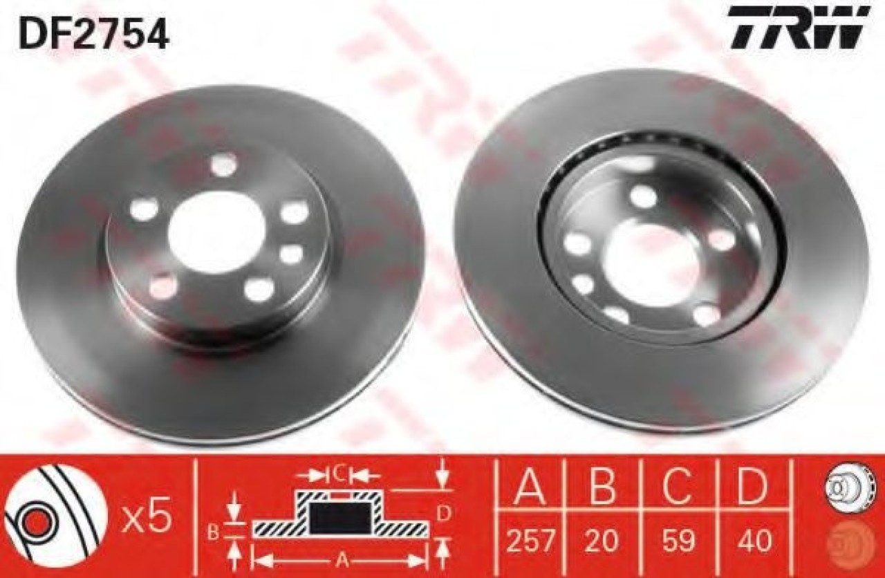 Disc frana PEUGEOT EXPERT (224) (1995 - 2016) TRW DF2754 piesa NOUA