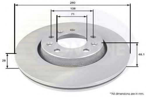 Disc frana PEUGEOT EXPERT Tepee (VF3V) (2007 - 2016) COMLINE ADC1580V piesa NOUA