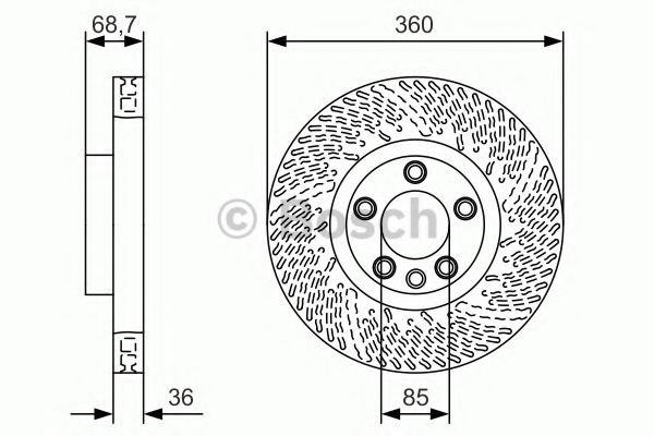 Disc frana PORSCHE CAYENNE (92A) (2010 - 2016) BOSCH 0 986 479 B13 piesa NOUA