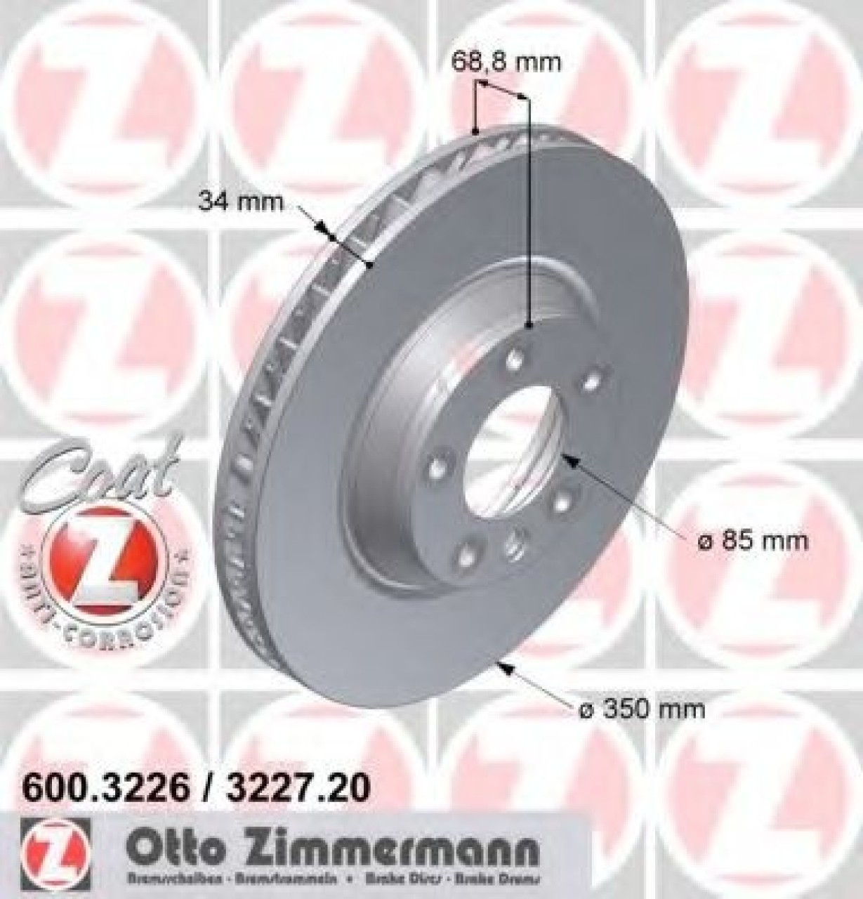 Disc frana PORSCHE CAYENNE (92A) (2010 - 2016) ZIMMERMANN 600.3227.20 piesa NOUA
