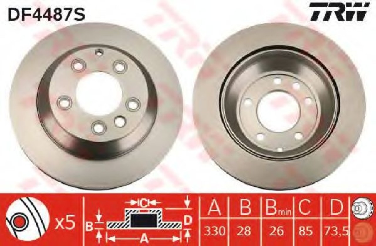 Disc frana PORSCHE CAYENNE (9PA, 955) (2002 - 2010) TRW DF4487S piesa NOUA