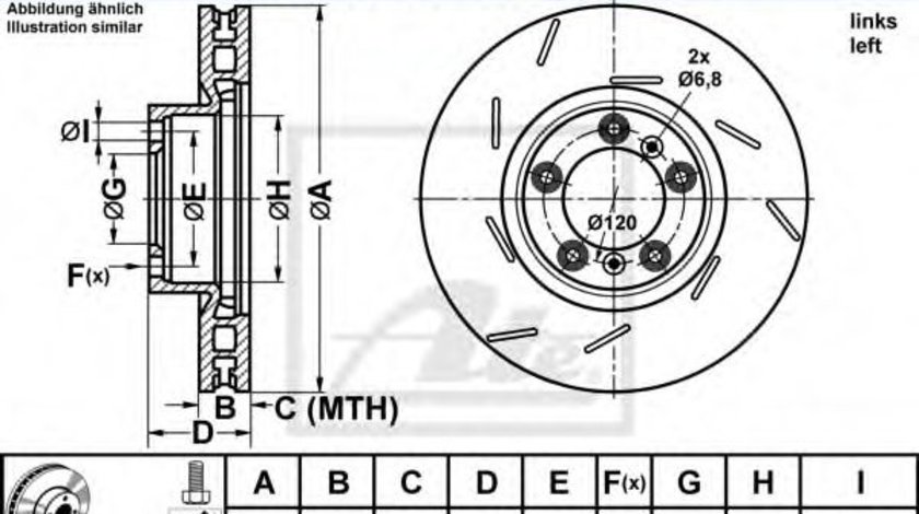 Disc frana PORSCHE PANAMERA (970) (2009 - 2016) ATE 24.0136-0128.1 piesa NOUA