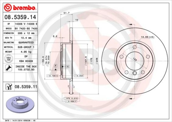 Disc frana punte fata (08535911 ABS) BMW