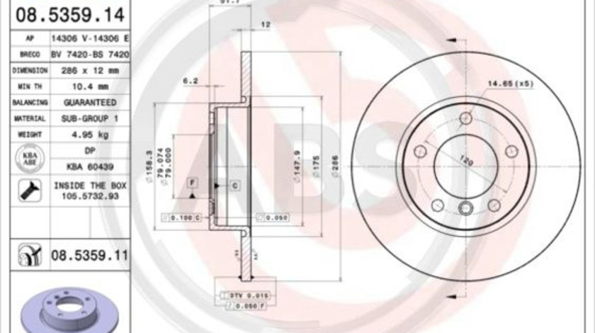 Disc frana punte fata (08535911 ABS) BMW