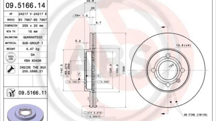 Disc frana punte fata (09516611 ABS) SEAT,VW,VW (SVW)