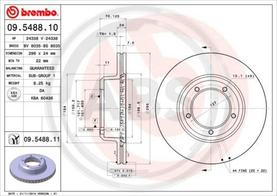 Disc frana punte fata (09548811 ABS) LAND ROVER