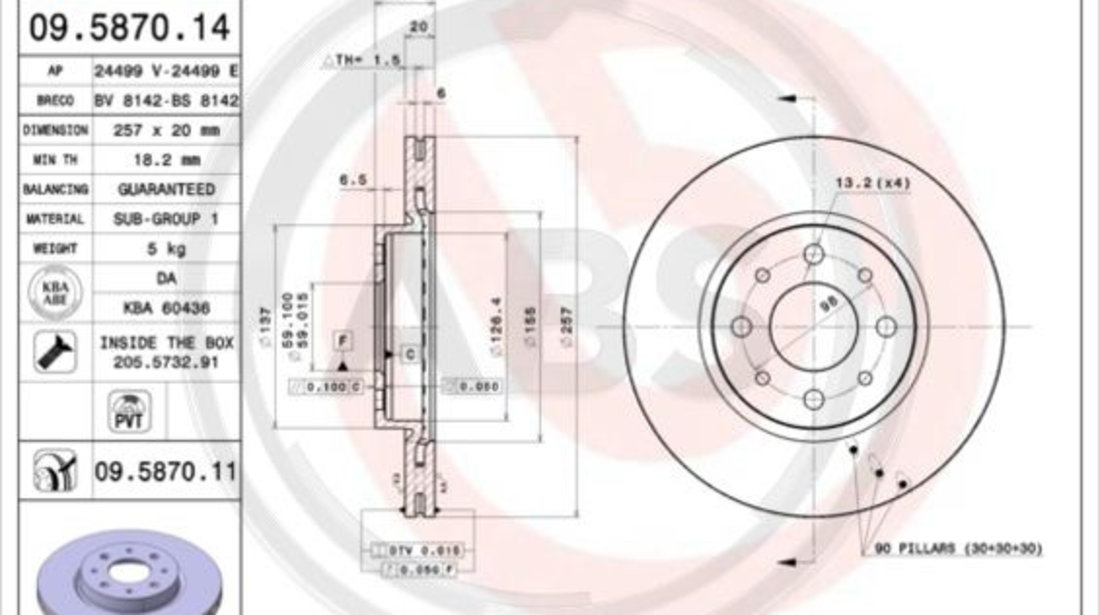 Disc frana punte fata (09587011 ABS) FIAT,FIAT (NANJING)