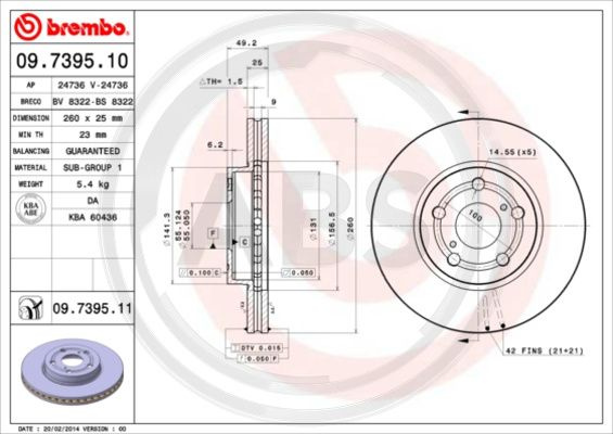 Disc frana punte fata (09739511 ABS) TOYOTA