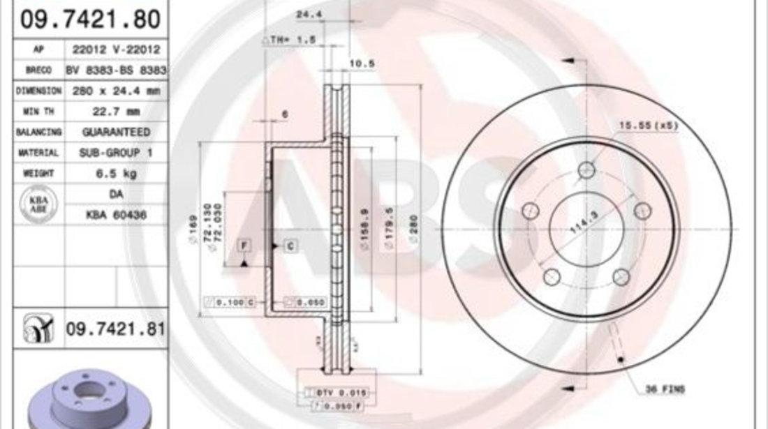 Disc frana punte fata (09742181 ABS) BEIJING BENZ (BBDC),JEEP,JEEP (BJC)