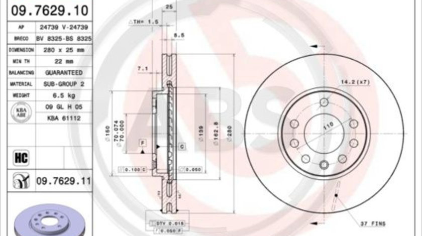 Disc frana punte fata (09762911 ABS) CHEVROLET,OPEL,VAUXHALL