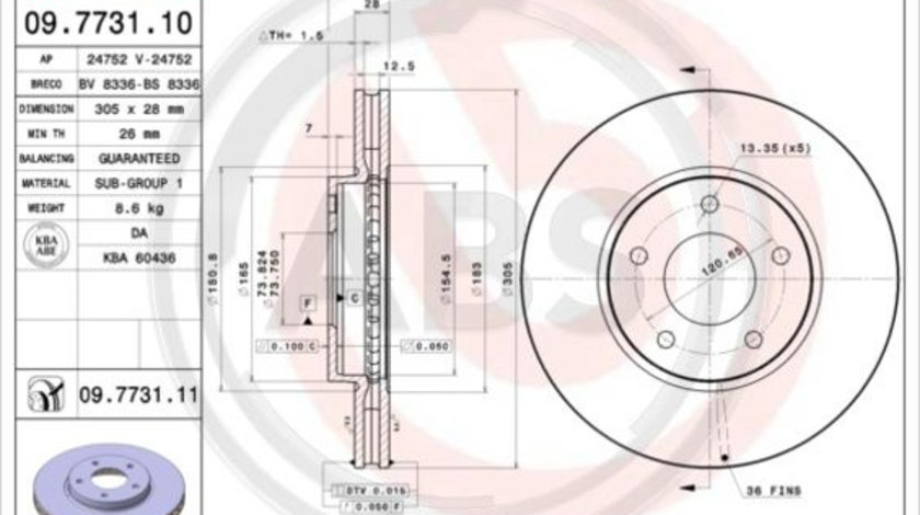 Disc frana punte fata (09773111 ABS) DAIMLER,JAGUAR