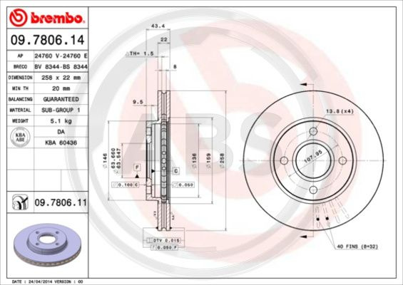 Disc frana punte fata (09780611 ABS) FORD,FORD AUSTRALIA,MAZDA