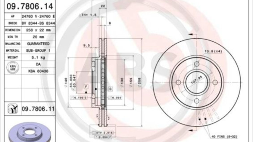 Disc frana punte fata (09780611 ABS) FORD,FORD AUSTRALIA,MAZDA