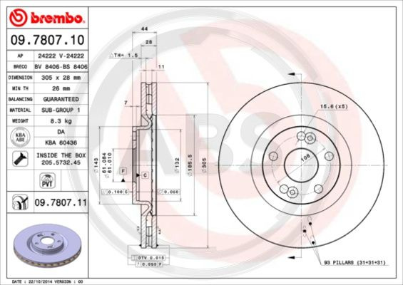 Disc frana punte fata (09780711 ABS) RENAULT