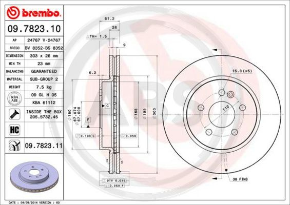 Disc frana punte fata (09782311 ABS) MERCEDES-BENZ