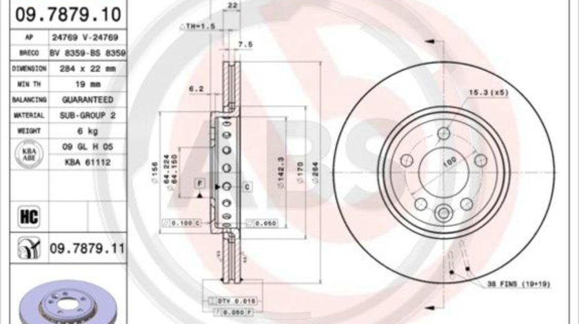 Disc frana punte fata (09787911 ABS) MG,MG (SAIC),ROEWE (SAIC),ROVER