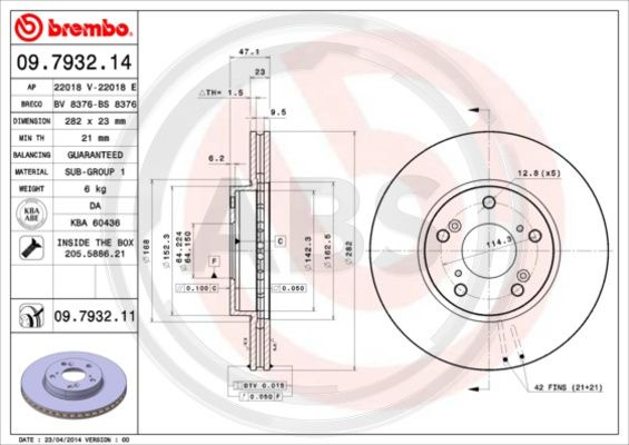 Disc frana punte fata (09793211 ABS) HONDA,HONDA (GAC)