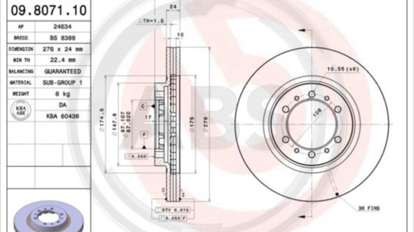 Disc frana punte fata (09807111 ABS) CHANGFENG,MITSUBISHI,MITSUBISHI (BJC),MITSUBISHI (GAC)