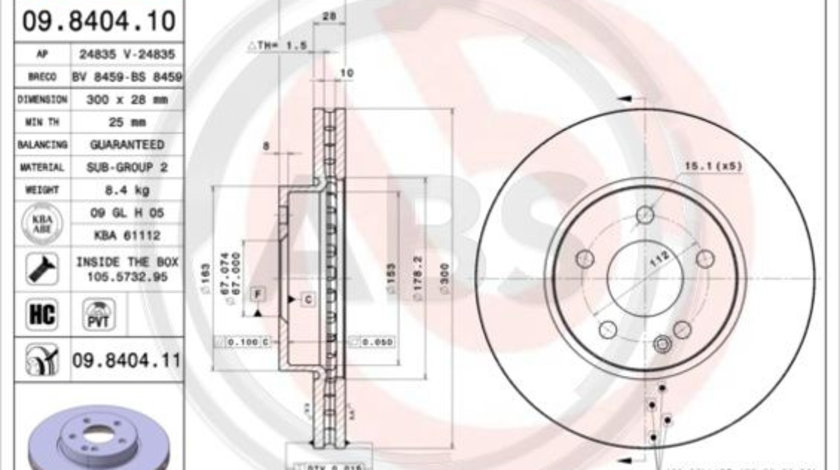 Disc frana punte fata (09840411 ABS) MERCEDES-BENZ,MERCEDES-BENZ (FJDA)