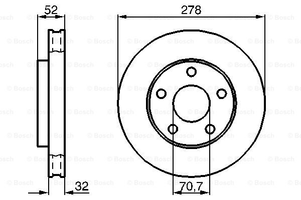 Disc frana punte fata (0986478486 BOSCH) OPEL,VAUXHALL