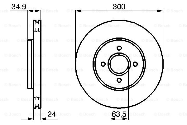 Disc frana punte fata (0986479048 BOSCH) FORD,FORD AUSTRALIA