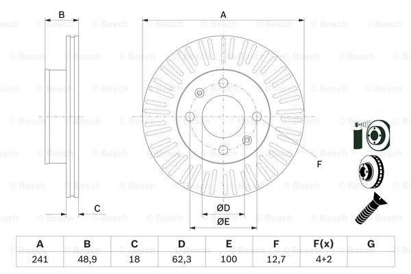 Disc frana punte fata (0986479E73 BOSCH) HYUNDAI,KIA