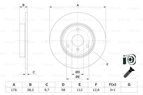 Disc frana punte fata (0986479E74 BOSCH) SMART