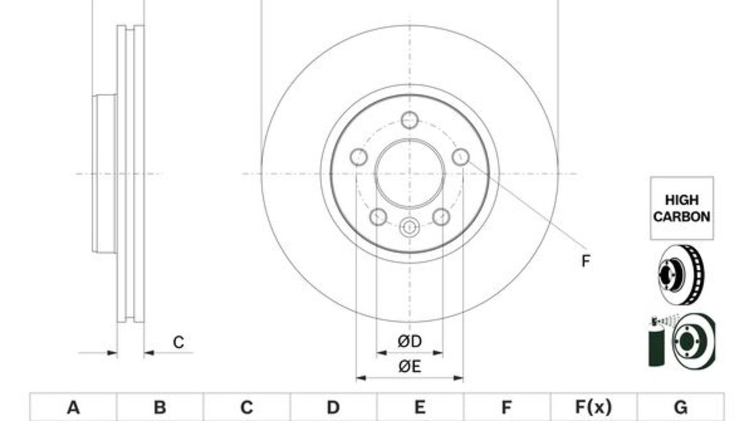 Disc frana punte fata (0986479F04 BOSCH) VW